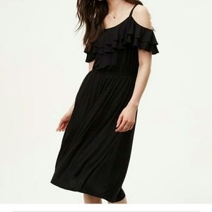 LOFT Ruffle Cold Shoulder Dress
